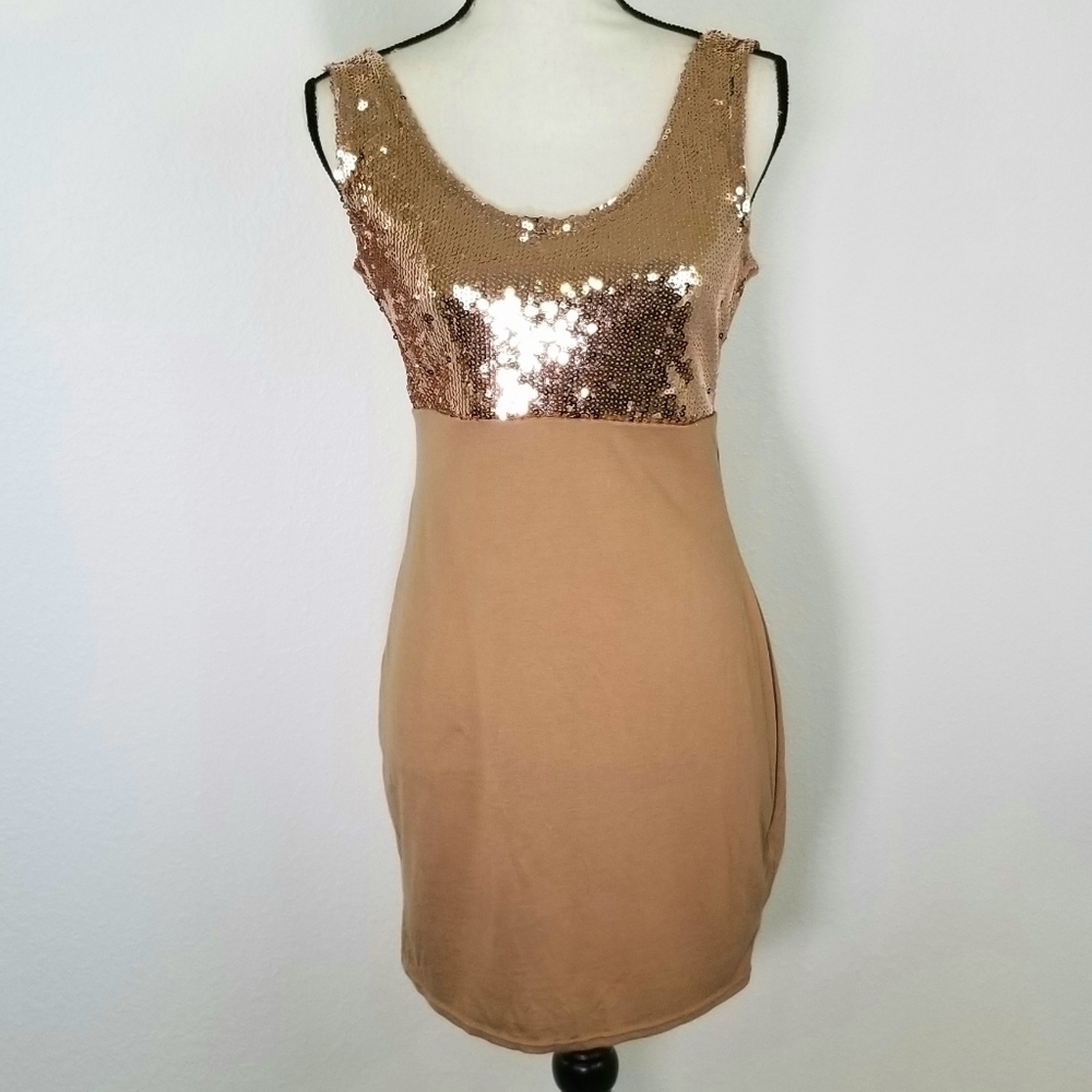 *NWT* Vintage Forever 21 Taupe/Rose Gold Dress, L